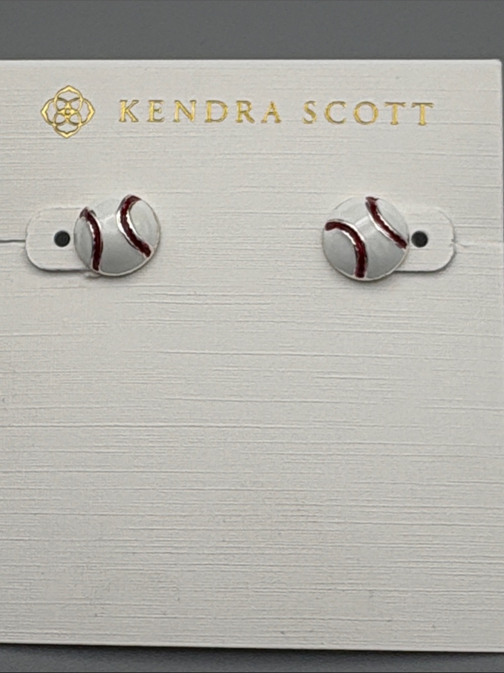 Kendra Scott White and Red Baseball Stud Earrings